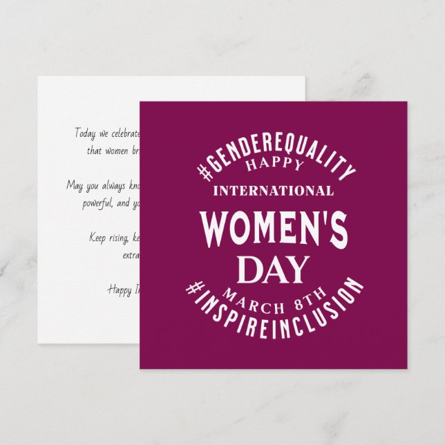 Carte International Women's Day | March 8th Equality (Devant / Derrière)