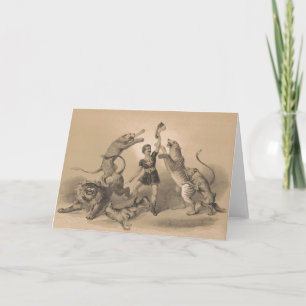 Carte Interprète De Cirque Debout Parmi Les Animaux Vici