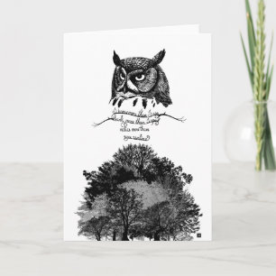 Carte Introvert hibou sagesse illustrée citation à encre