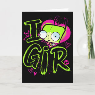 Carte Invader Zim Saint-Valentin Je t'aime fille