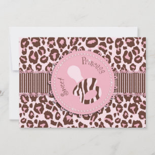 Carte Invitation Cheetah Girl Pink D