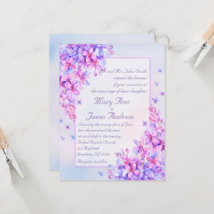 Carte Invitation couleur Aquarelle violet Lilac