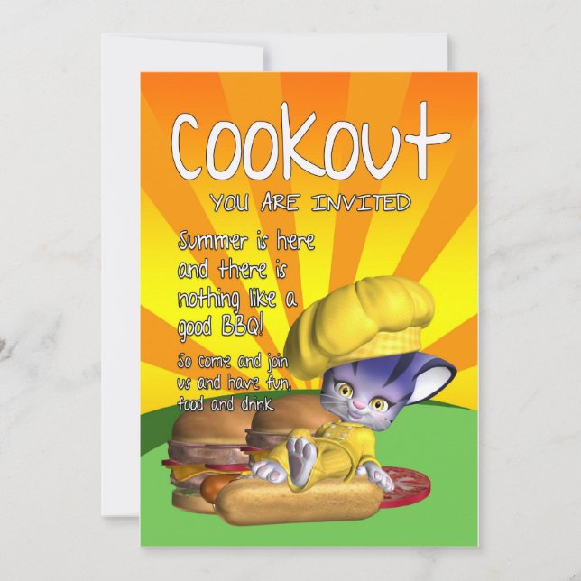 Carte Invitation Cuisine - Cuisine et barbecue (Devant)
