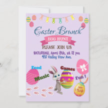 Carte invitation de Brunch et Chasse aux Oeufs de 