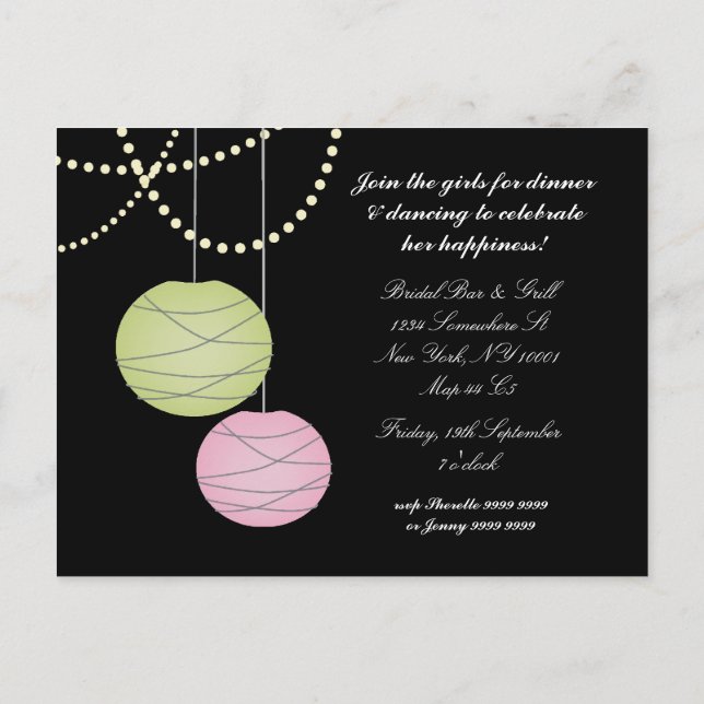 Carte Invitation de la fête de Bachelorette rose L (Dos)