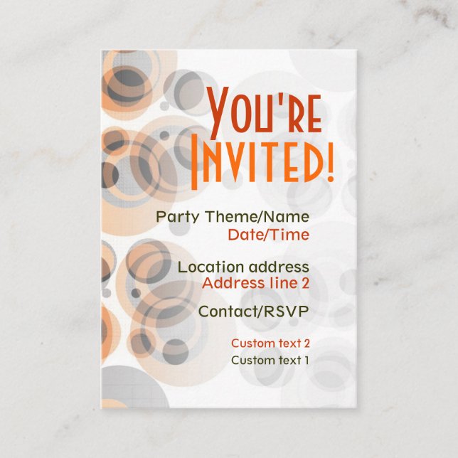 Carte Invitation de la partie rétroactive (Devant)