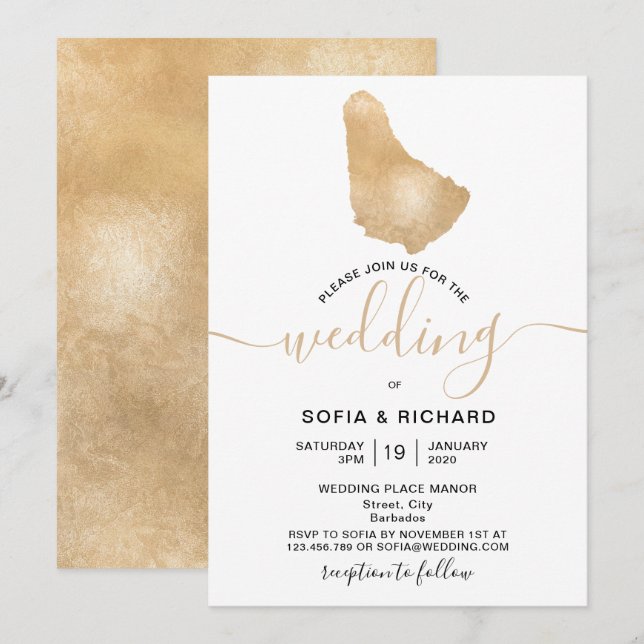 Carte Invitation Destination de Mariage Barbados O (Devant / Derrière)