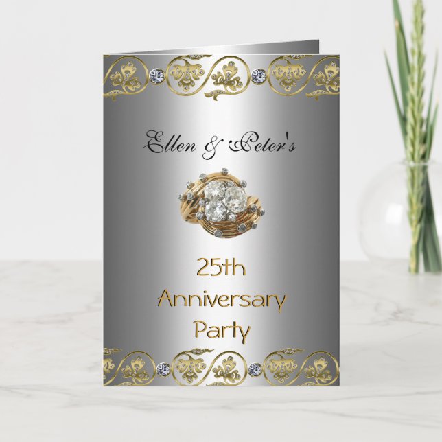 Carte Invitation Fête 25e Anniversaire de Mariage  (Devant)