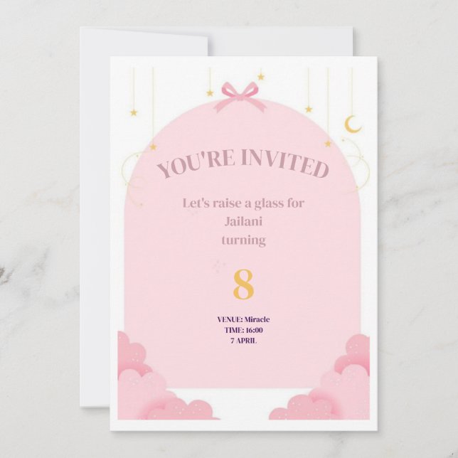 Carte Invitation fille anniversaire (Devant)