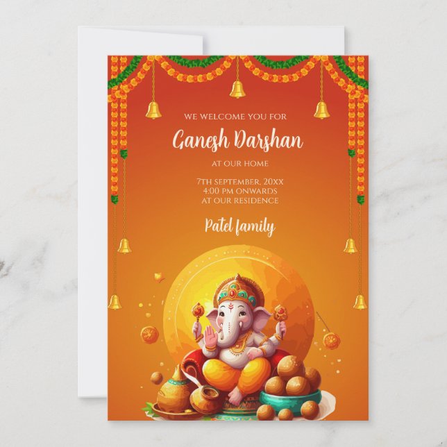 Carte invitation Ganssis darshan invitation Ganesh (Devant)