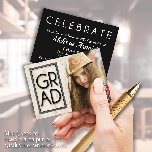 Carte Invitation photo de la taille MINI 3,5 pouce (Small 3.5" x 2.5" graduation party cards to hand out or include in your graduation announcements.)