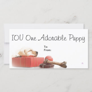 Carte IOU un chiot adorable