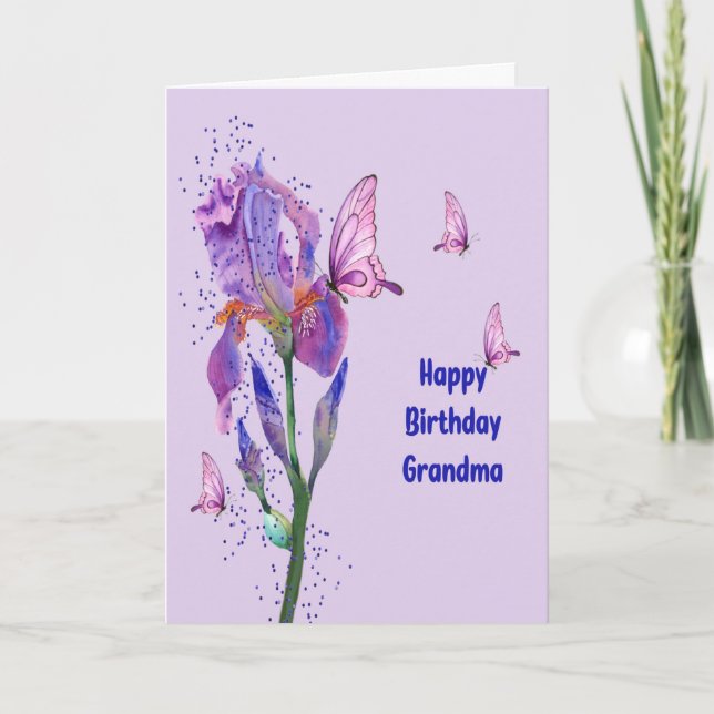 Carte Iris Birthday Card pour grand-mère (Devant)
