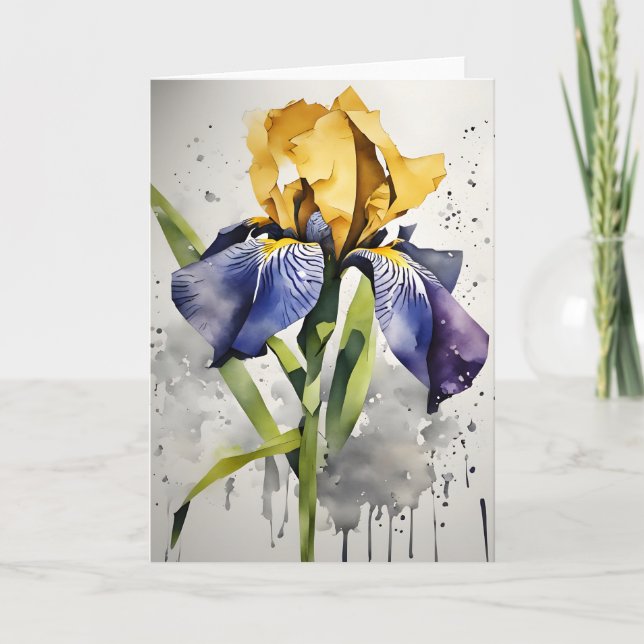 Carte Iris - Fleurs aquarelles (Devant)