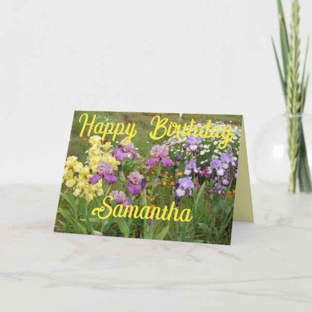 Carte Iris iris fleurs fleurs fleurs jardin femmes Nom (Devant)