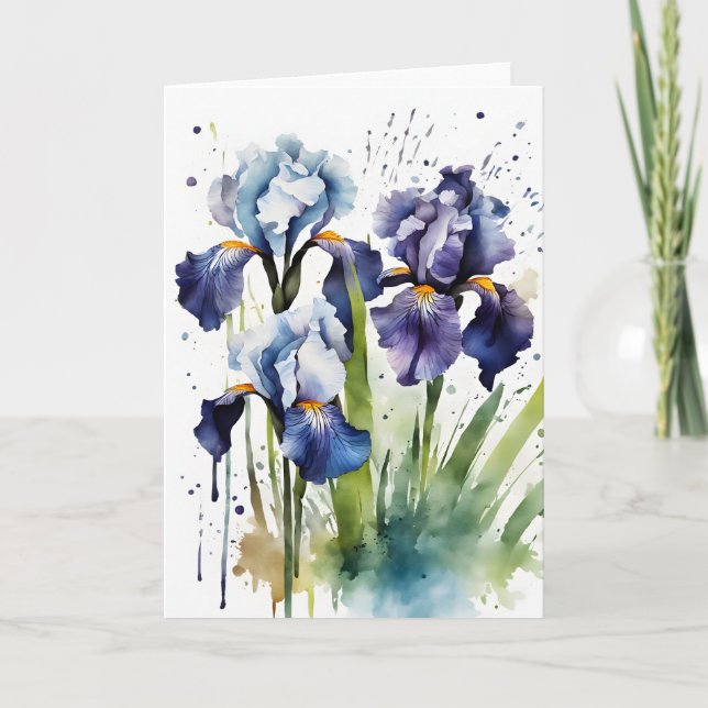 Carte Iris - Watercolor flowers (Devant)