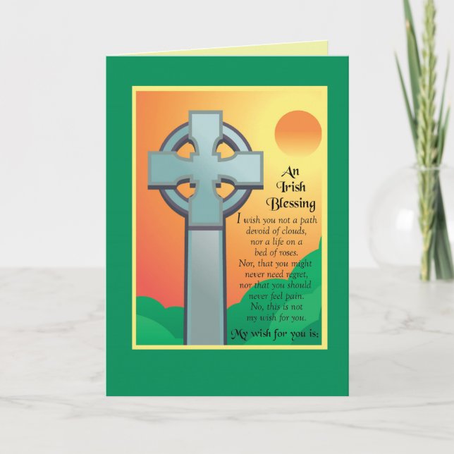 Carte Irish Birthday Blessings Cross, Religieux (Devant)