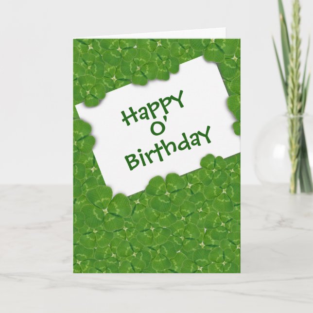 Carte Irish Birthday Message in Shamrocks (Devant)