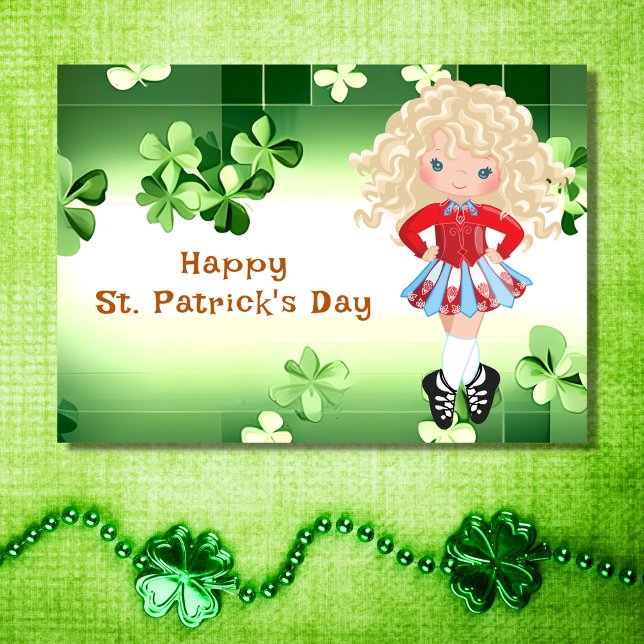 Carte Irish Dance St. Patrick's Day Green Shamrock (Créateur téléchargé)