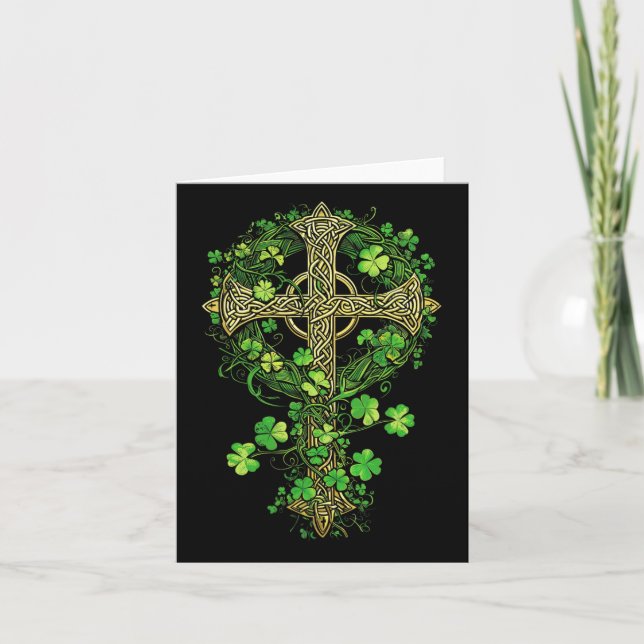 Carte Irish Harp Celte Cross Knot Clover St Shamrock (Devant)