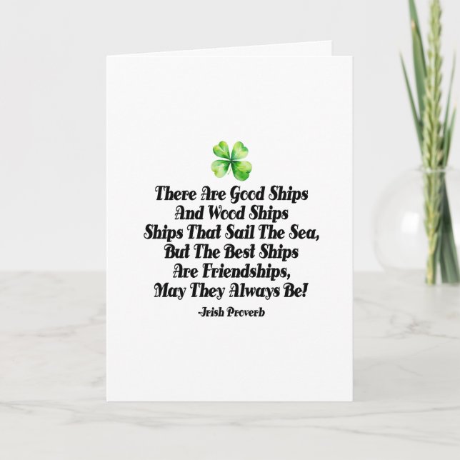 Carte Irish proverb friendship quote good ships friend (Devant)
