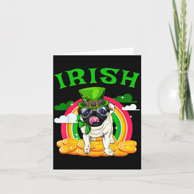Carte Irish Pug Funny St Patricks Day Leprechaun Dog Men (Devant)