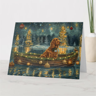 Carte Irish Red Setter Christmas Festive Voyage