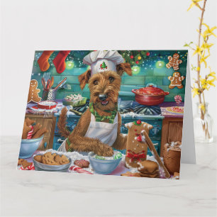 Carte Irish Terrier Gâteau de vacances : Noël festif