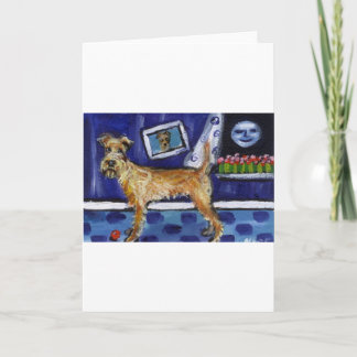 Carte Irish Terrier sent la lune souriante