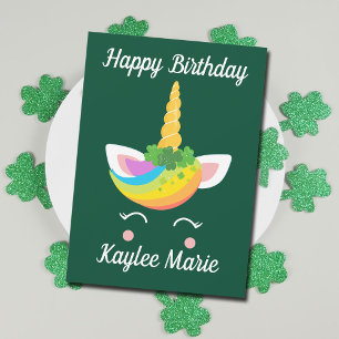 Carte Irish Unicorn Girl Cute Custom Joyeux Anniversaire