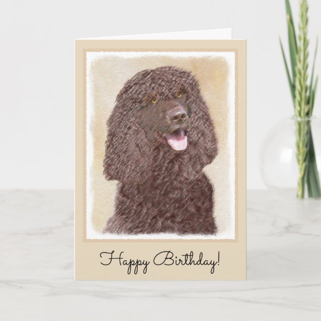Carte Irish Water Spaniel Peinture - Original Dog Art (Devant)
