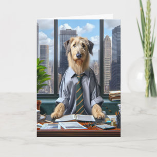 Carte Irish Wolfhound Business man pour la Fête des père