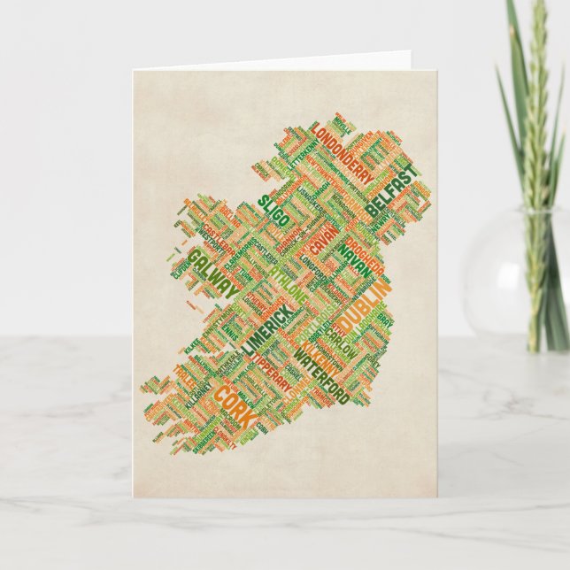 Carte Irlande Eire City Plan du texte (Devant)
