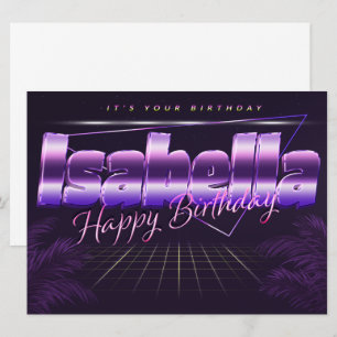 Carte Isabella Nom Prénom lila retro