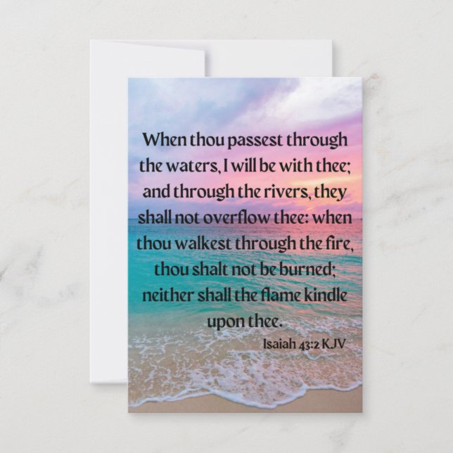 Carte Isaïe 43:2 KJV Bible Verse Pic Flat Salutation (Devant)