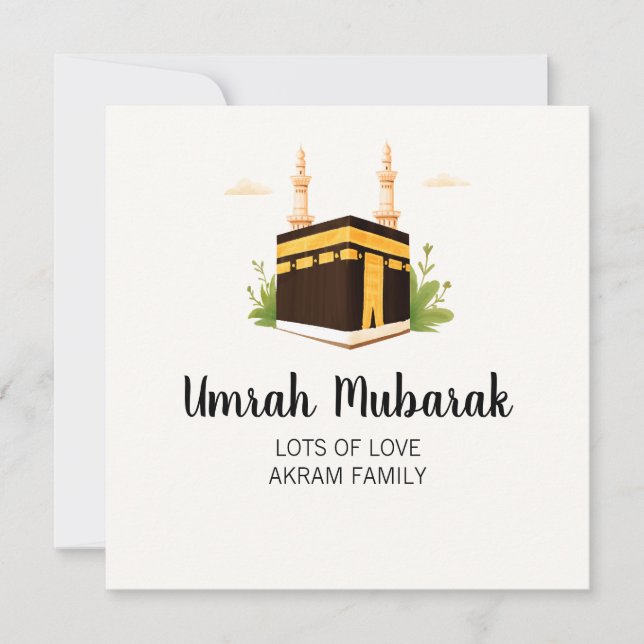 Carte islamique personnalisée Umrah Hajj Moubarak (Devant)