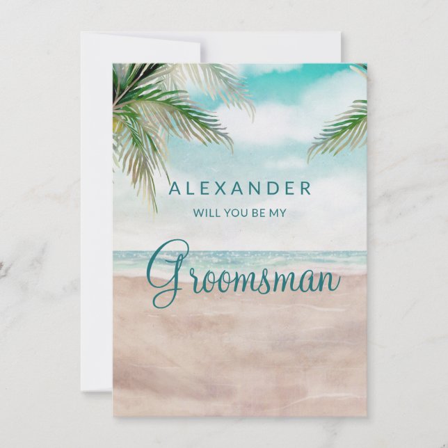 Carte Island Breeze Beach Be My Groomsman Proposition Ca (Devant)