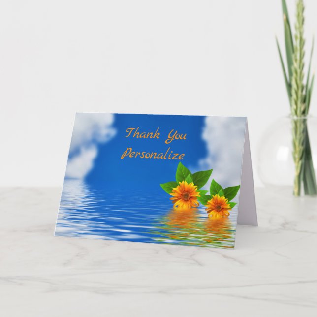 Carte Island Ocean Orange Flowers Merci Personnaliser (Devant)