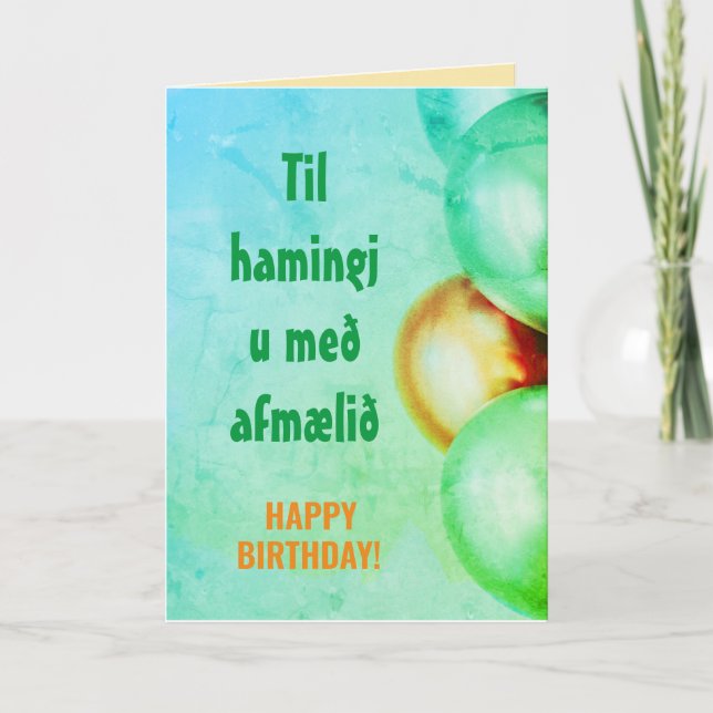 Carte Islandais Anniversaire Souhaite Afmæ liskort Islan (Devant)
