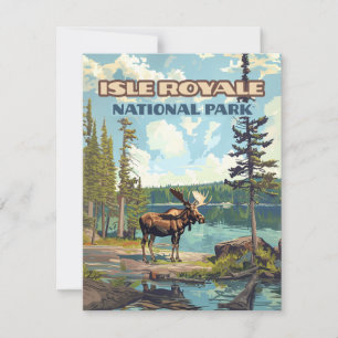 Carte Isle Royale National Park Michigan Lake Card