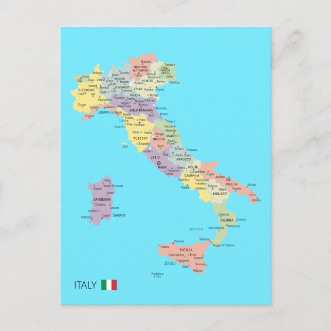 Carte isolée des régions d'Italie (Devant)