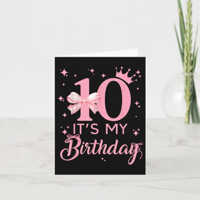 Carte It' ; s Mon 10e Anniversaire Coque de Bow Rose  (Devant)