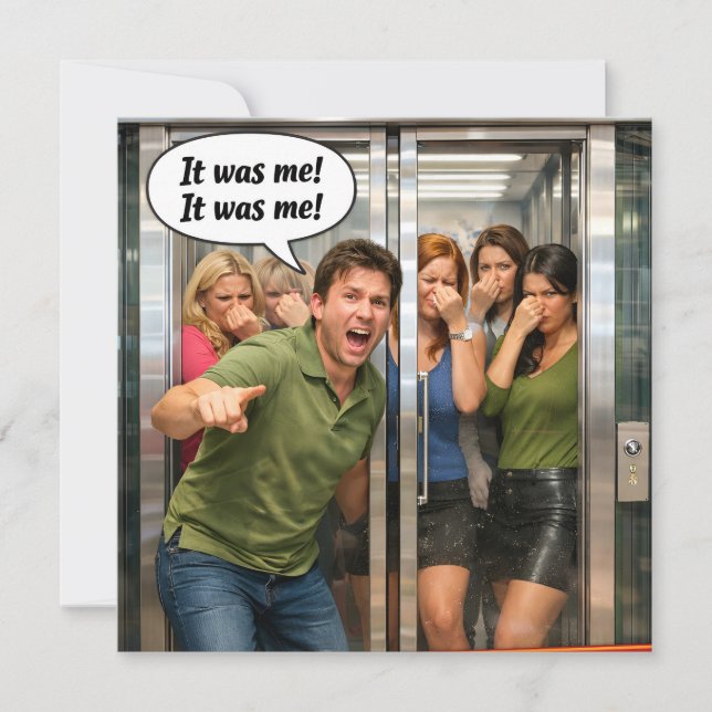 Carte It was me funny elevator fart humour flat (Devant)