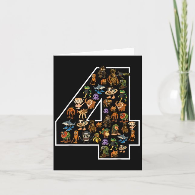 Carte Italien Brainrot Anniversaire 4 Age Mème 4ème Enfa (Devant)