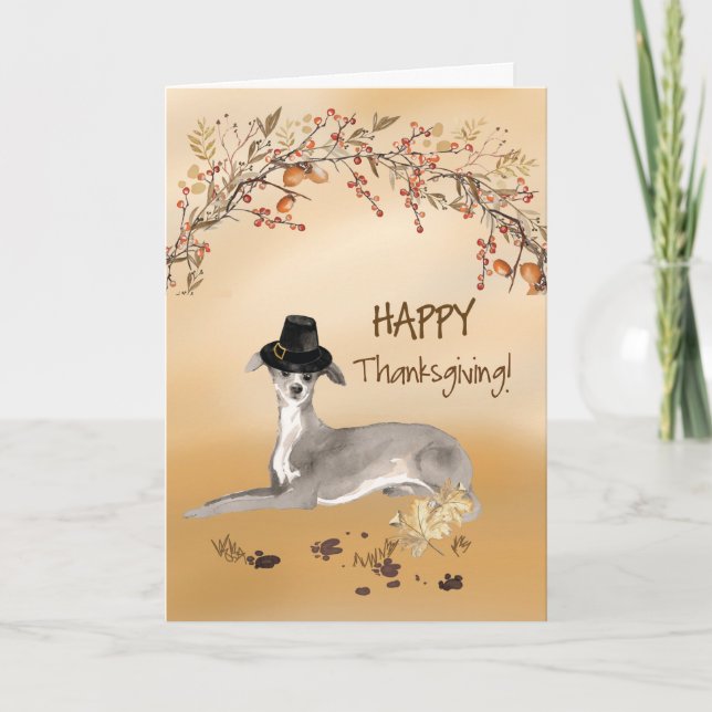 Carte Italien Greyhound Drôle pèlerin Casquette Thanksgi (Devant)