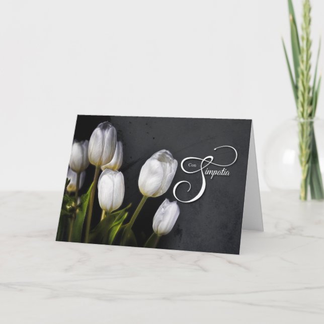 Carte Italien Sympathie Bouquet Tulipes Blanches (Devant)
