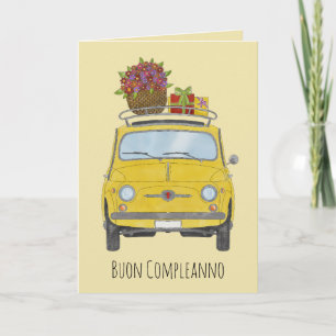 Carte italienne Anniversaire Retro Fiat 500