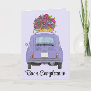 Carte italienne Anniversaire Retro Fiat 500