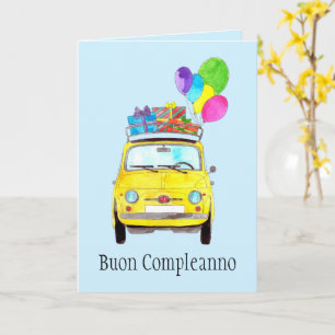 Carte italienne Anniversaire Retro Fiat 500