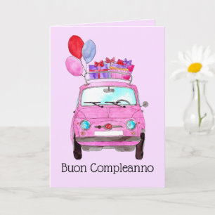 Carte italienne Anniversaire Retro Fiat 500